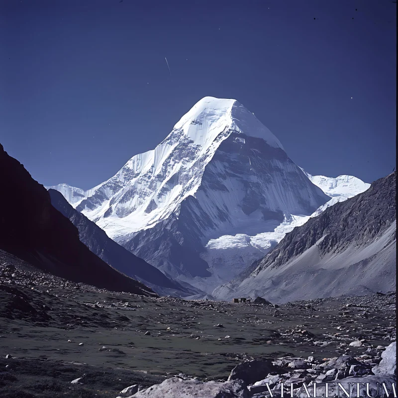 AI ART Serene Mountain Vista with Snow and Sky