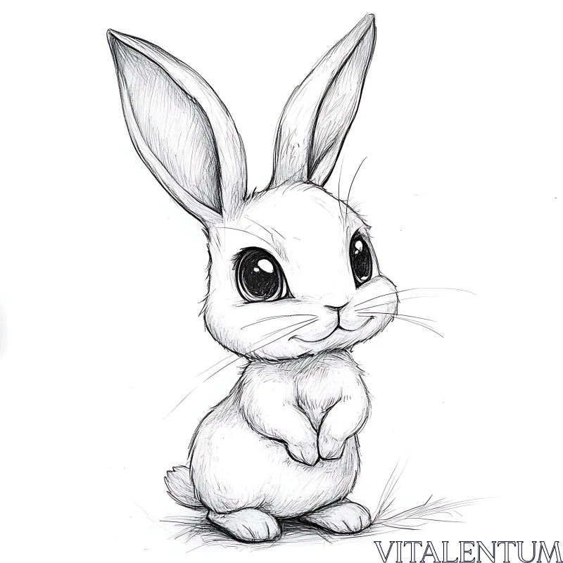 Charming Rabbit Sketch with Expressive Eyes AI Image