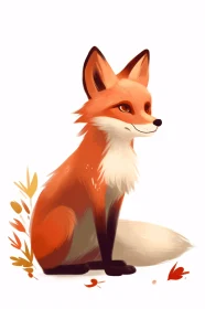 Graceful Fox Art with Fall Elements