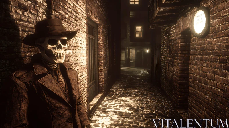 AI ART Skeleton in Alleyway