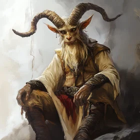 Seated Goat-Man with Piercing Gaze