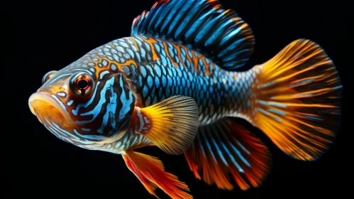 Mesmerizing Tropical Fish in Bold Hues against Black Backdrop