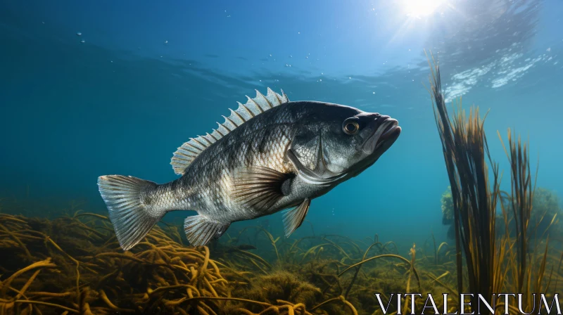 Undersea Exploration: Backlit Bass Fish in Ocean Academia Style AI Image
