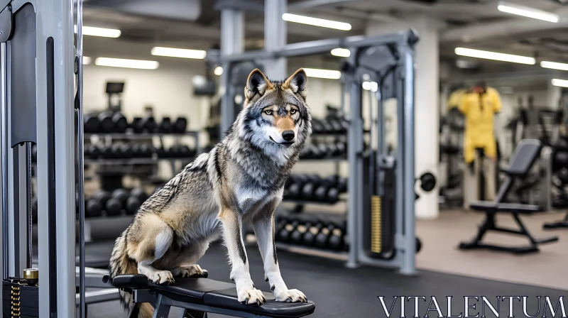 Wolf at the Gym AI Image