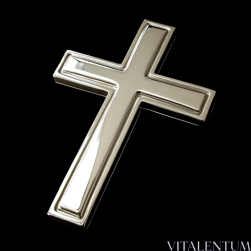 AI ART Polished Metallic Cross Icon