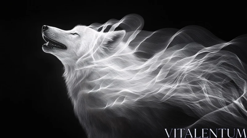 Ghost Wolf Howling in the Dark AI Image