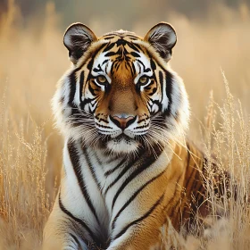 Resting Tiger in Tall Grass