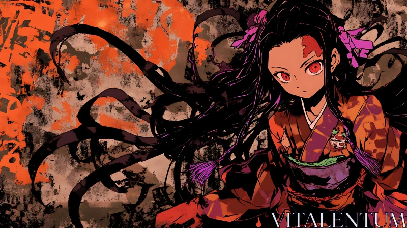 Vibrant Anime Illustration with Intricate Patterns AI Image