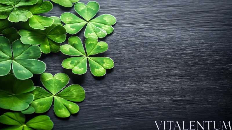 Four Leaf Clovers and Dark Texture AI Image