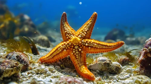 Orange Starfish Underwater