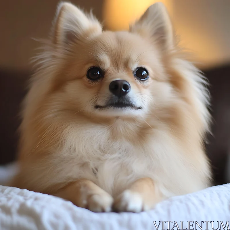 Golden Fur Dog Lounging Comfortably AI Image