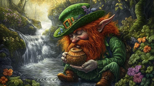 Forest Leprechaun with Pot of Gold