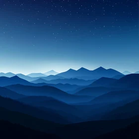 Layered Mountains at Night