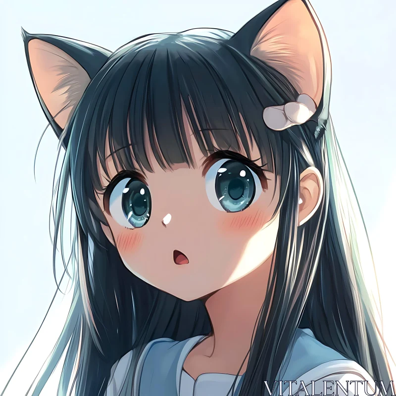 Adorable Anime Cat Girl Illustration AI Image