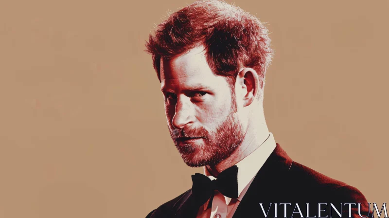 Prince Harry in Black Suit AI Image