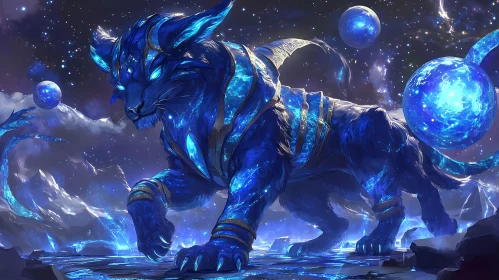 Blue Celestial Cat Art