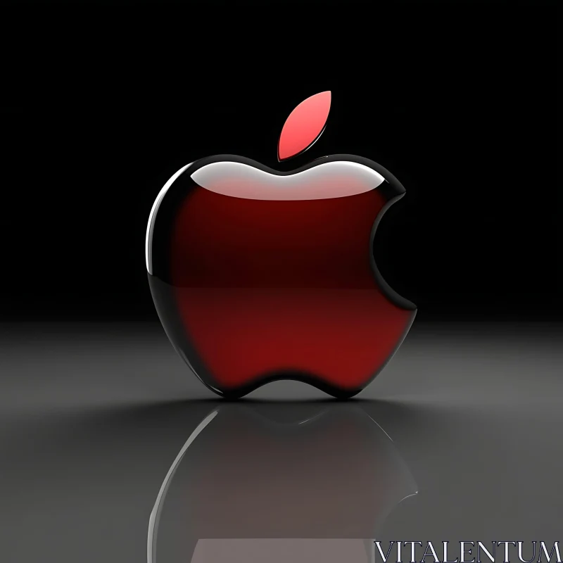 3D Apple with a Bite and Reflections AI Image