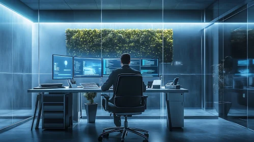 Contemporary Workplace with Tech and Nature