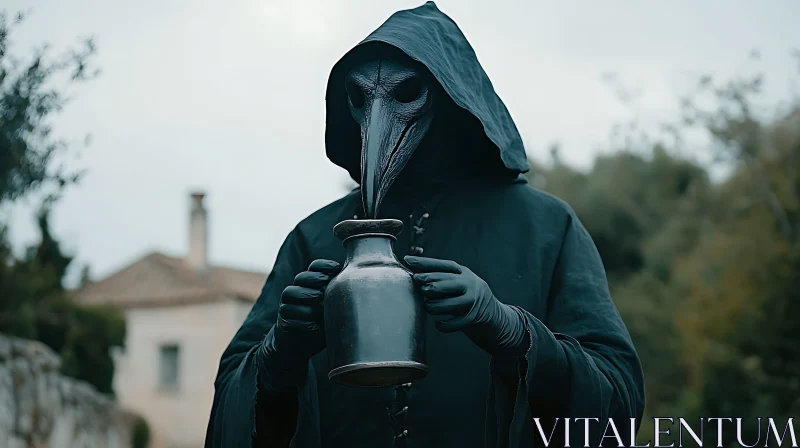 AI ART Mysterious Plague Doctor with Vessel