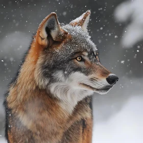 Snowy Wolf Close-Up