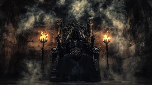 Dark Lord on Throne with Torches