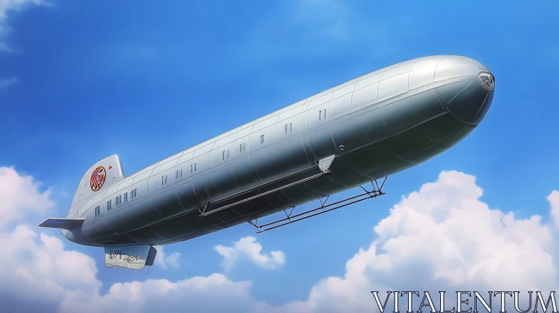 Futuristic Airship in Clear Sky AI Image