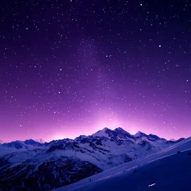 Violet Night Over the Snowy Peaks