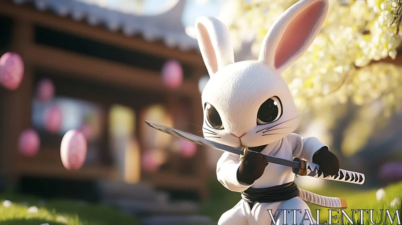 AI ART Cartoon Rabbit Ninja Warrior