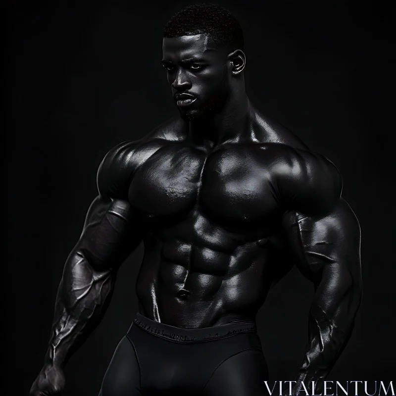 Monochrome Muscle Man Portrait AI Image