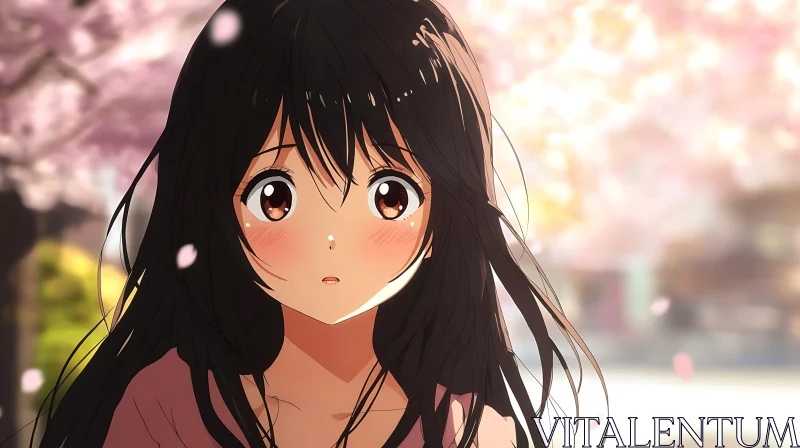 Anime Girl in Springtime AI Image