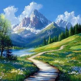 Scenic Mountain View with a Path