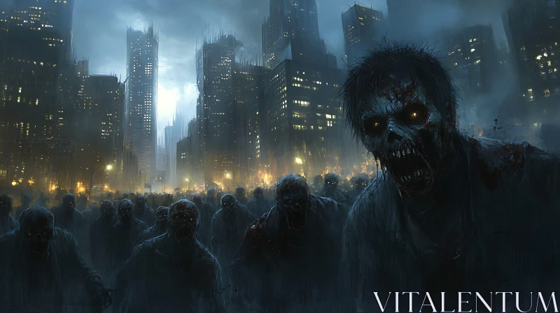 Zombie Horde in Urban Wasteland AI Image