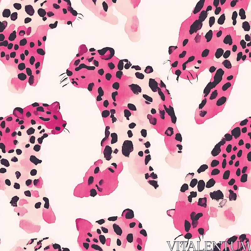 AI ART Watercolor Pink Leopard Design