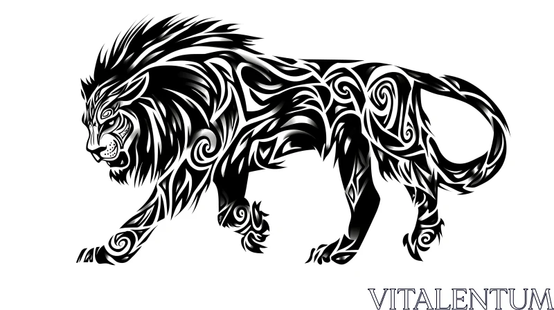 Lion Art with Tribal Elements AI Image