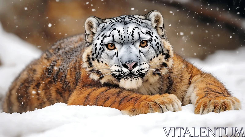 Resting Snow Leopard Portrait AI Image