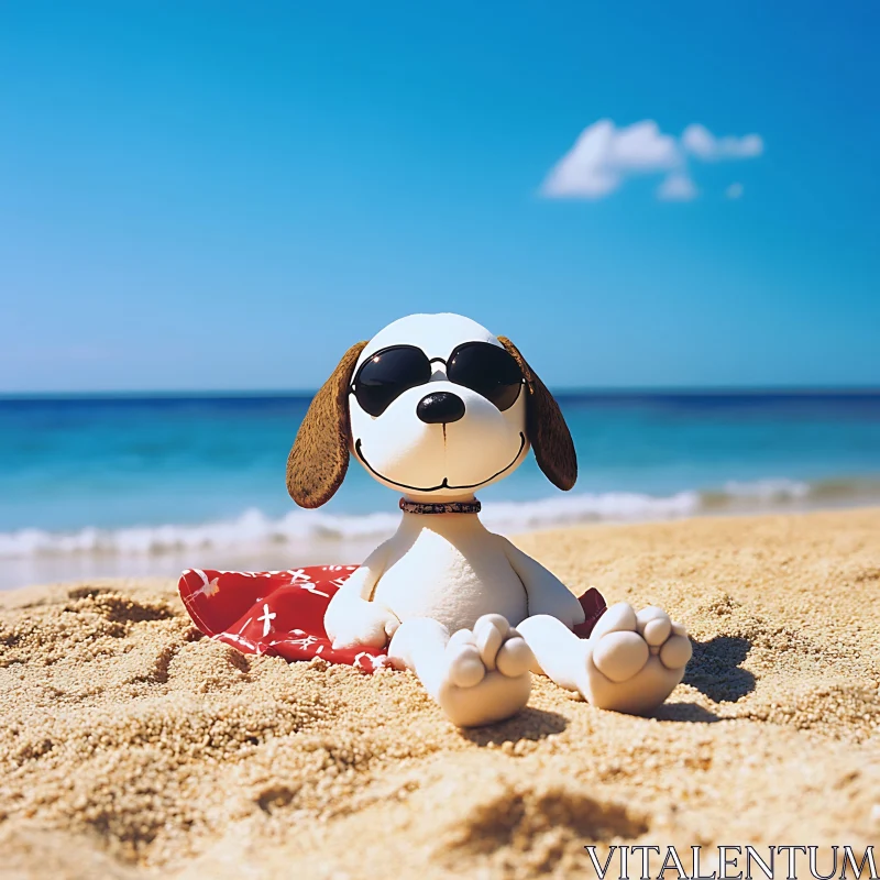 Beach Day for a Cool Dog AI Image