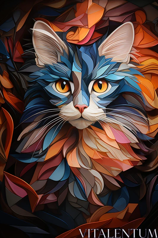 AI ART Intricate Mosaic Cat Art