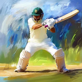 Dynamic Cricket Batsman Artwork in Motion AI Generated Picture