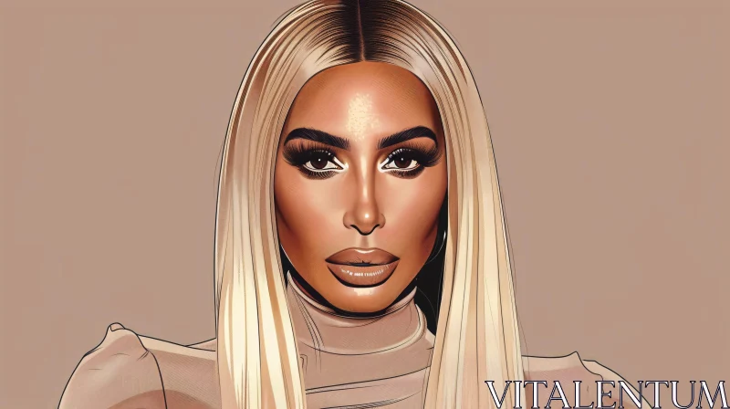 Kim Kardashian Artistic Digital Portrait AI Image