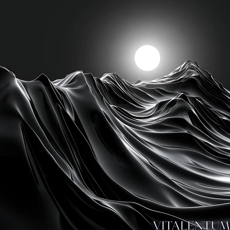 Abstract Monochrome Lunar Landscape AI Image