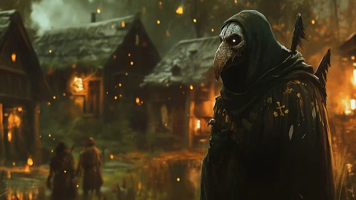 Mysterious Plague Doctor in Old Village