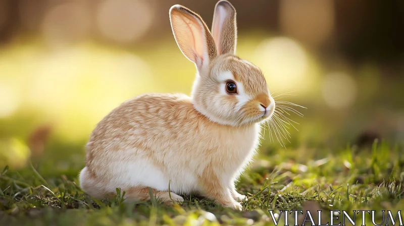 Fluffy Bunny in Grassy Field AI Image