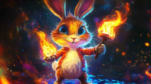 Torchbearing Rabbit in Cosmic Setting