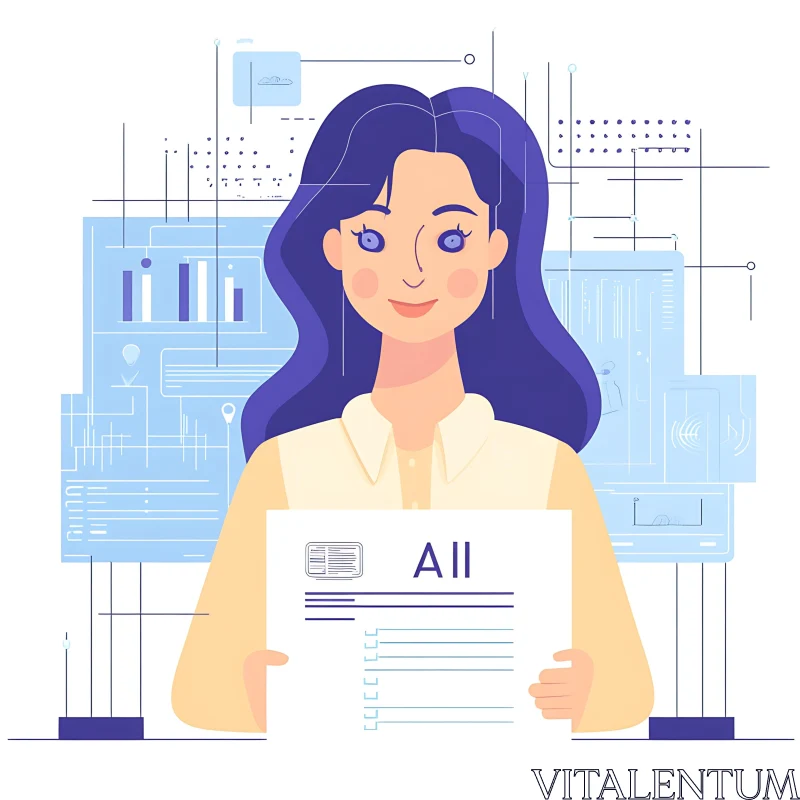 Stylized Female Data Analyst AI Image