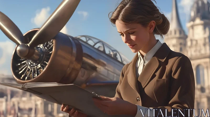 Pilot Study: A Woman's Aviation Dream AI Image