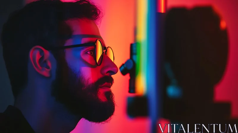 AI ART Man in Neon Light with Glasses