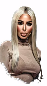 Kim Kardashian Detailed Blonde Portrait