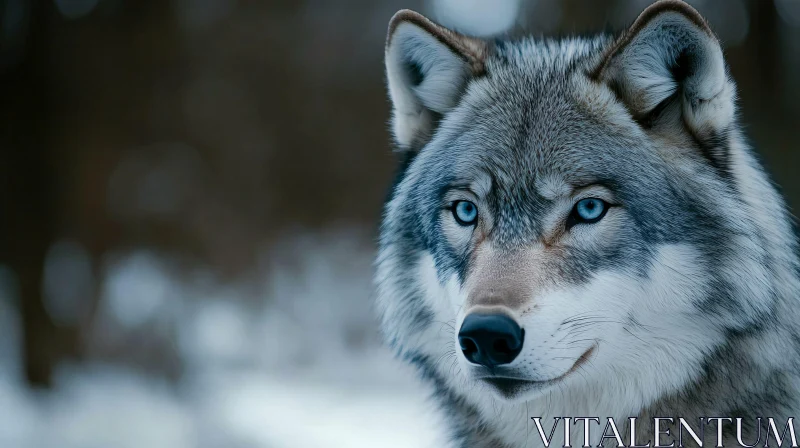 Close-Up of a Wild Wolf Face AI Image