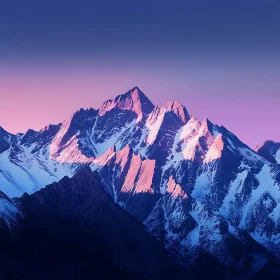 Snowy Mountain Range at Sunset