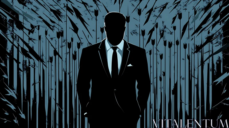 AI ART Silhouette in Suit with Arrows